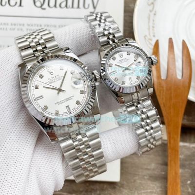 High Quality Replica Rolex Datejust Watch Grey Face Stainless Steel Band Fluted Bezel 36mm